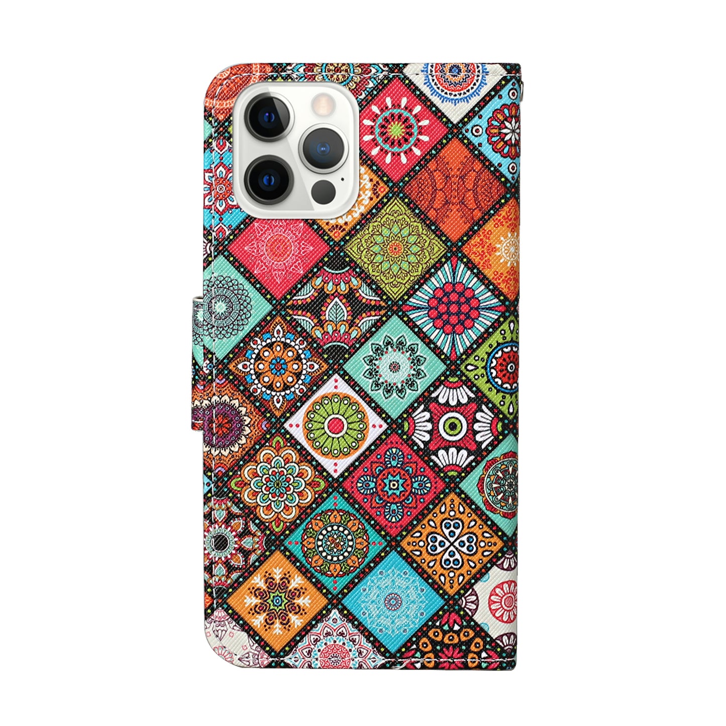 All-around Protection Pattern-Printing Handy Strap Leather Cell Case with Wallet and Stand for iPhone 13 Pro Max 6.7 inch