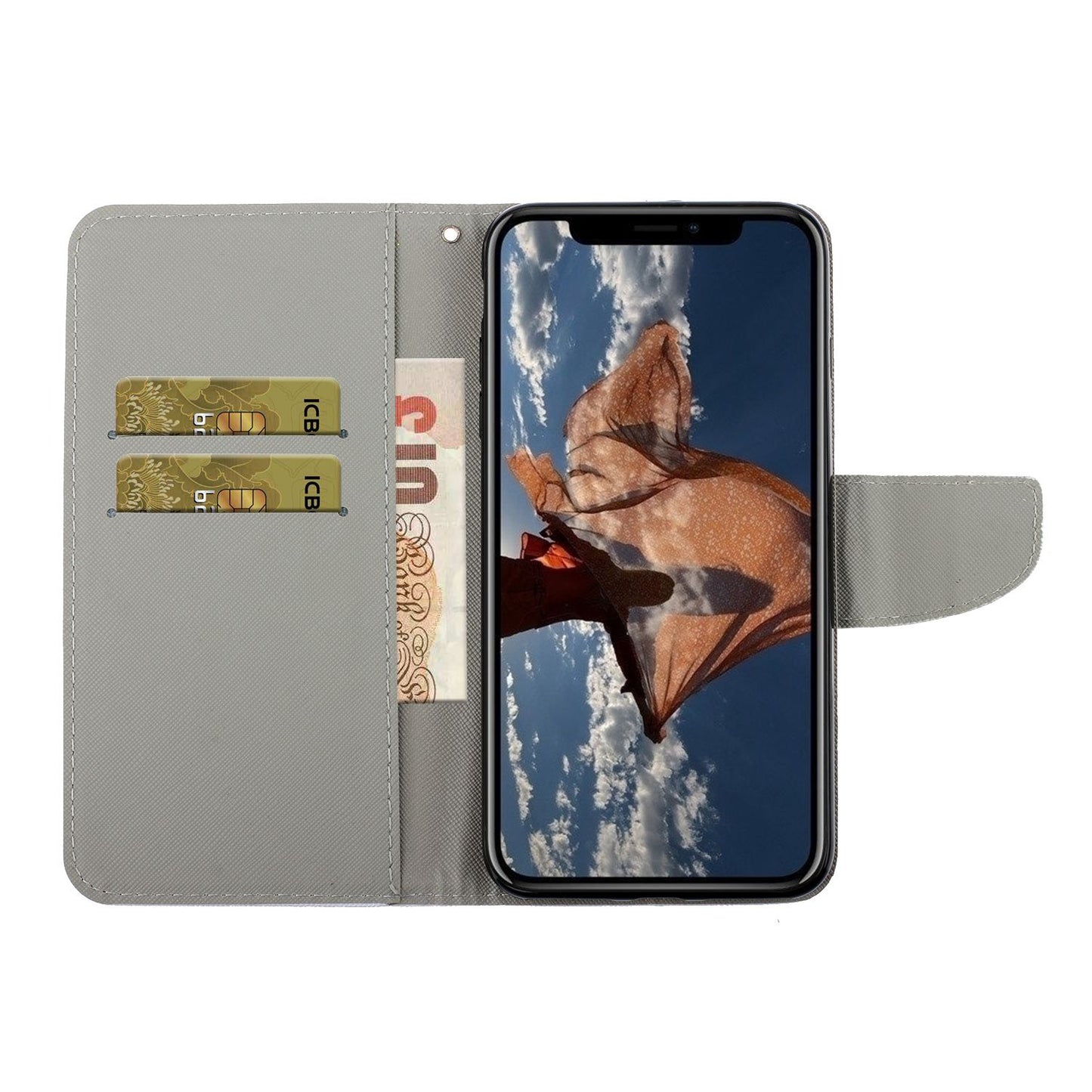 Handy Strap Pattern-Printing Full Protection Leather Cell Case with Wallet and Stand for iPhone 13 Pro Max 6.7 inch