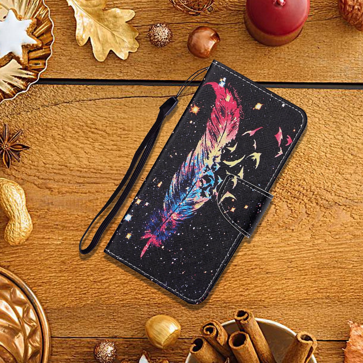 Handy Strap Pattern-Printing Full Protection Leather Cell Case with Wallet and Stand for iPhone 13 Pro Max 6.7 inch