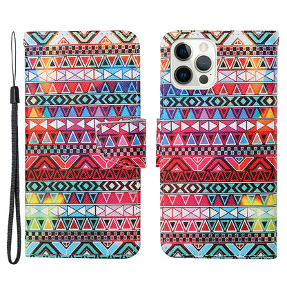 Handy Strap Pattern-Printing Full Protection Leather Cell Case with Wallet and Stand for iPhone 13 Pro Max 6.7 inch