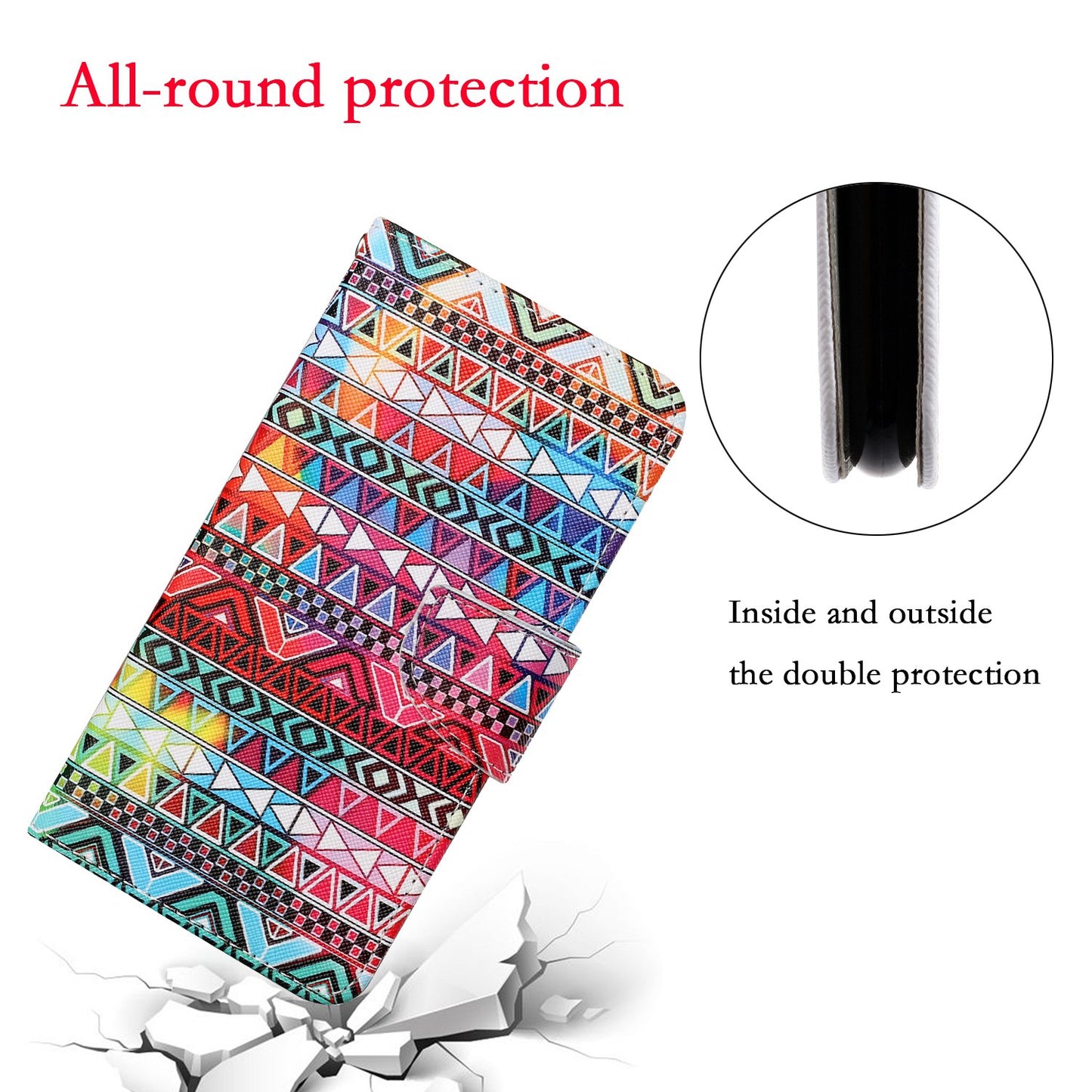 Handy Strap Pattern-Printing Full Protection Leather Cell Case with Wallet and Stand for iPhone 13 Pro Max 6.7 inch