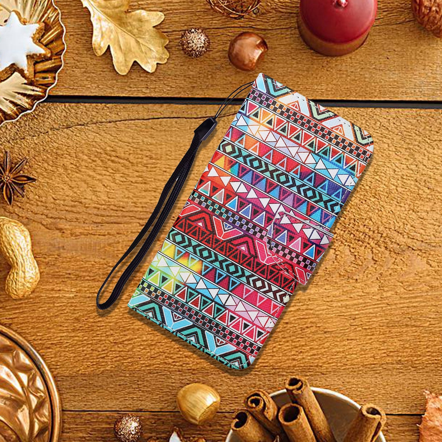 Handy Strap Pattern-Printing Full Protection Leather Cell Case with Wallet and Stand for iPhone 13 Pro Max 6.7 inch
