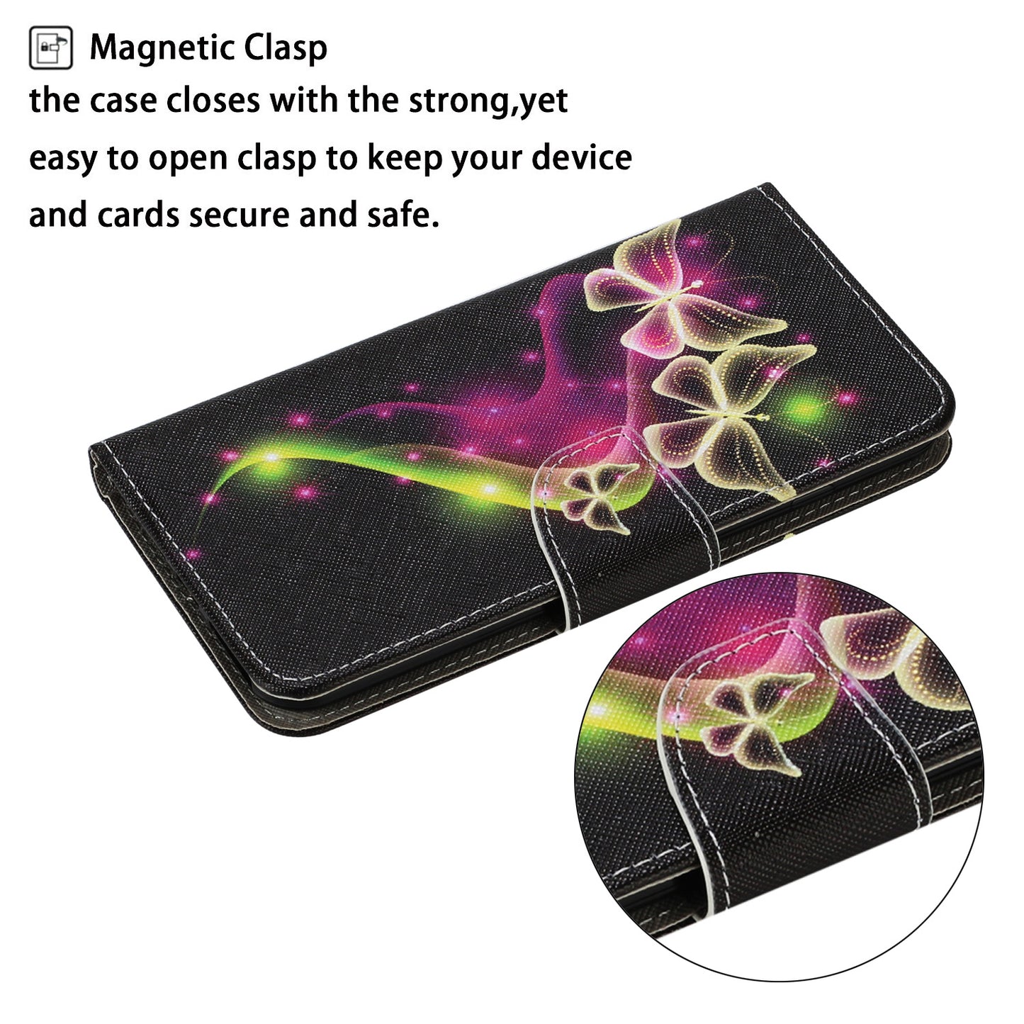 Pattern-Printing Card Slots Strap Leather Cell Case with Wallet and Stand for iPhone 13 Pro Max 6.7 inch