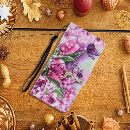 Pattern-Printing Card Slots Strap Leather Cell Case with Wallet and Stand for iPhone 13 Pro Max 6.7 inch