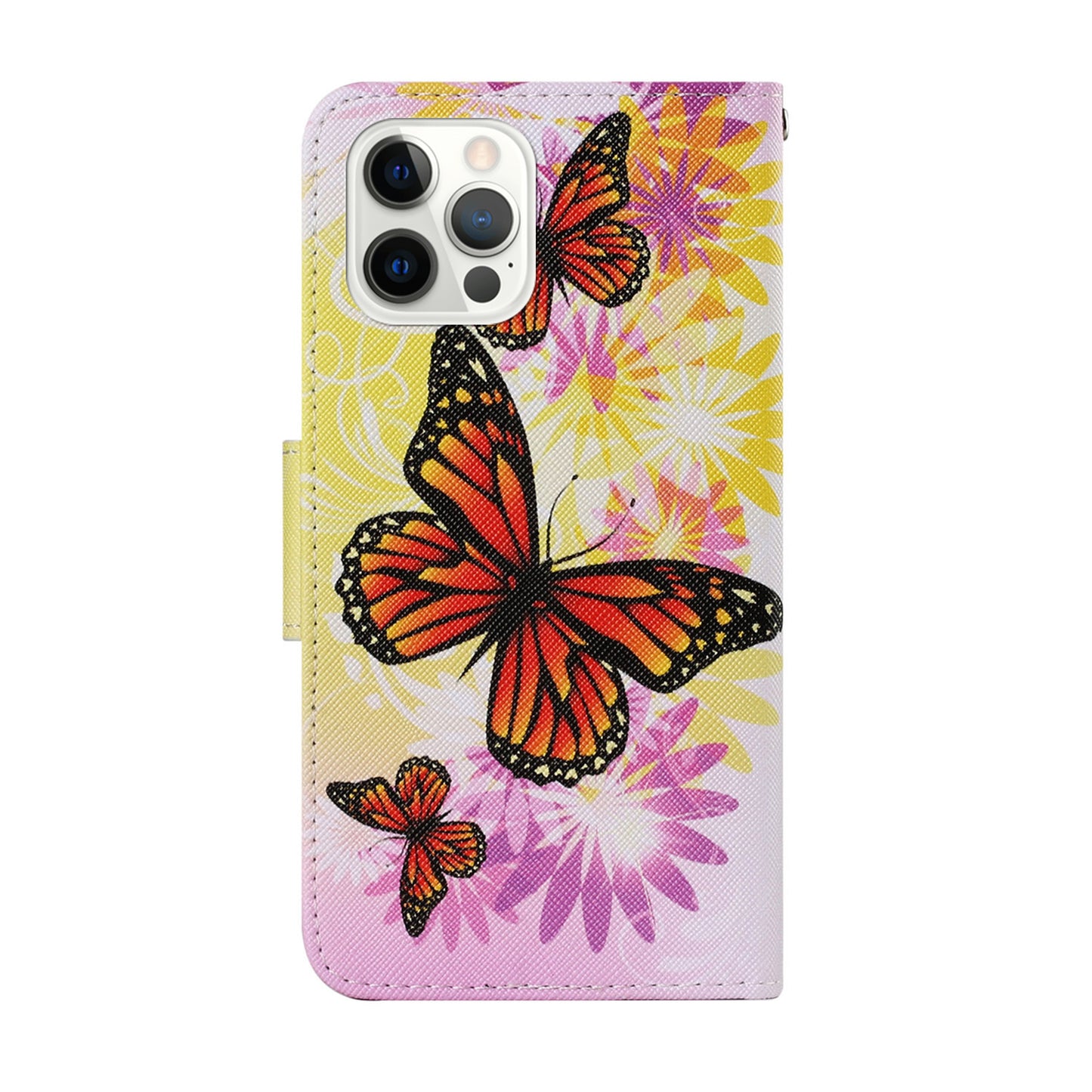 Pattern-Printing Card Slots Strap Leather Cell Case with Wallet and Stand for iPhone 13 Pro Max 6.7 inch