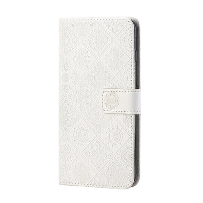 Imprinted Flower Ethnic Style Wallet Stand Design Leather Protective Case for iPhone 13 Pro Max 6.7 inch