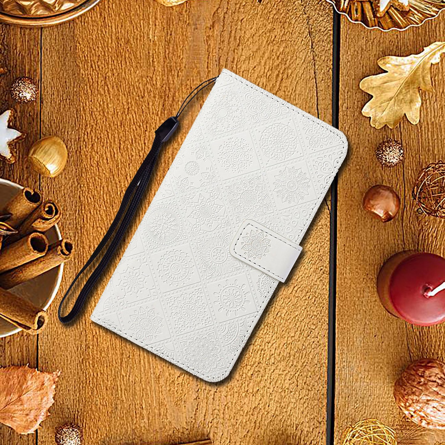 Imprinted Flower Ethnic Style Wallet Stand Design Leather Protective Case for iPhone 13 Pro Max 6.7 inch
