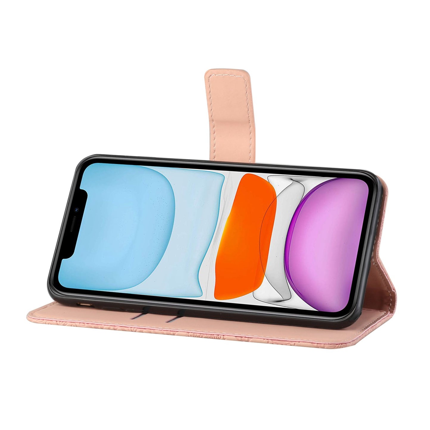 Imprinted Flower Ethnic Style Wallet Stand Design Leather Protective Case for iPhone 13 Pro Max 6.7 inch