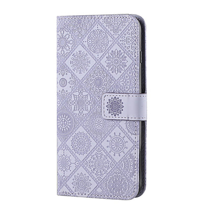 Imprinted Flower Ethnic Style Wallet Stand Design Leather Protective Case for iPhone 13 Pro Max 6.7 inch