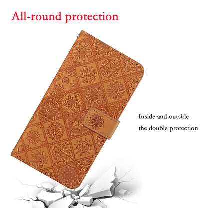 Ethnic Style Imprinted Flower Wallet Leather Case with Stand for iPhone 13 Pro 6.1 inch