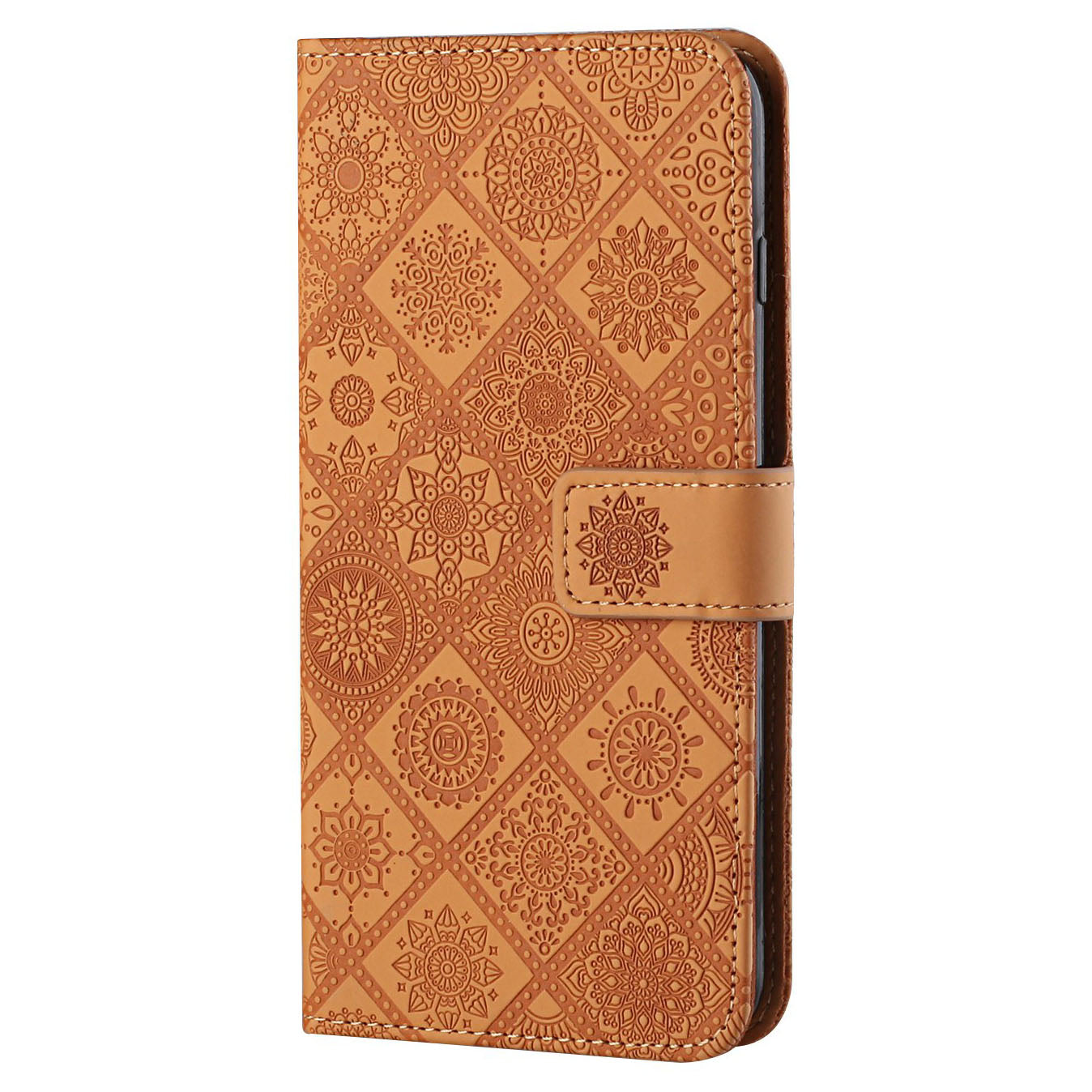 Ethnic Style Imprinted Flower Wallet Leather Case with Stand for iPhone 13 Pro 6.1 inch
