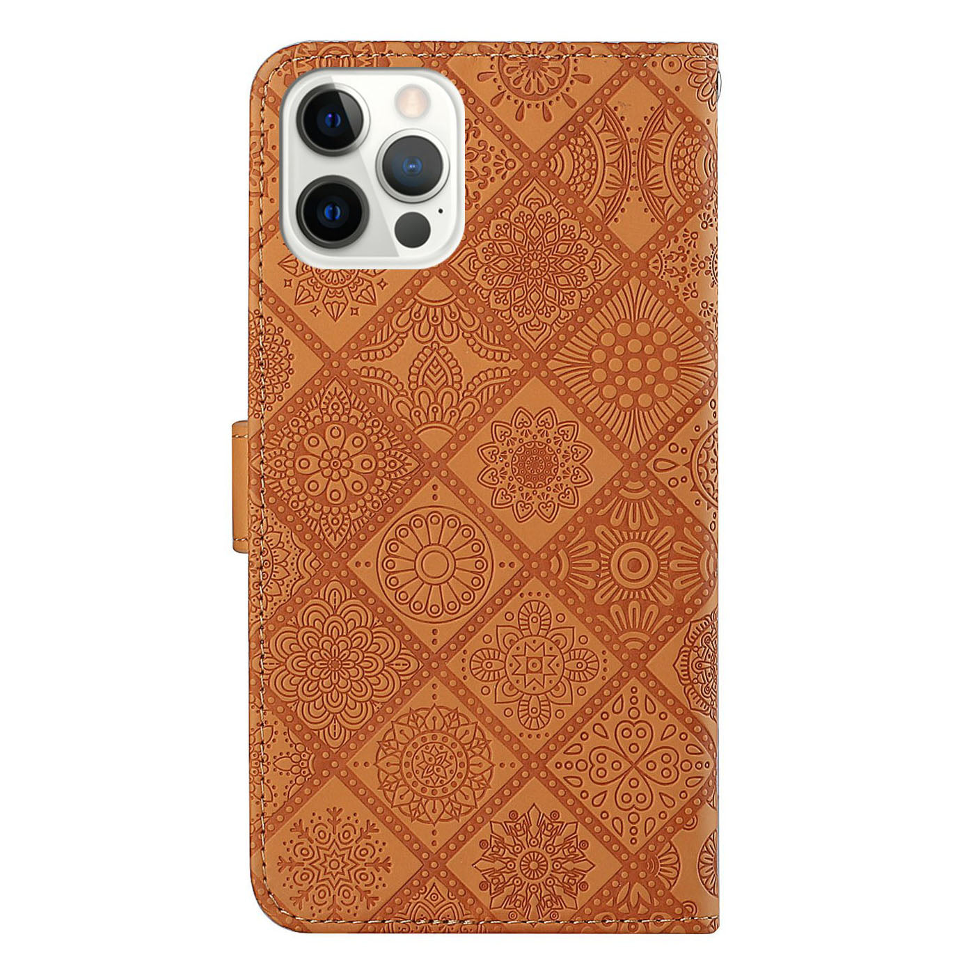 Ethnic Style Imprinted Flower Wallet Leather Case with Stand for iPhone 13 Pro 6.1 inch