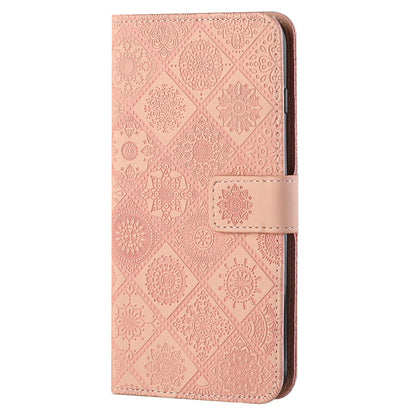 Ethnic Style Imprinted Flower Wallet Leather Case with Stand for iPhone 13 Pro 6.1 inch