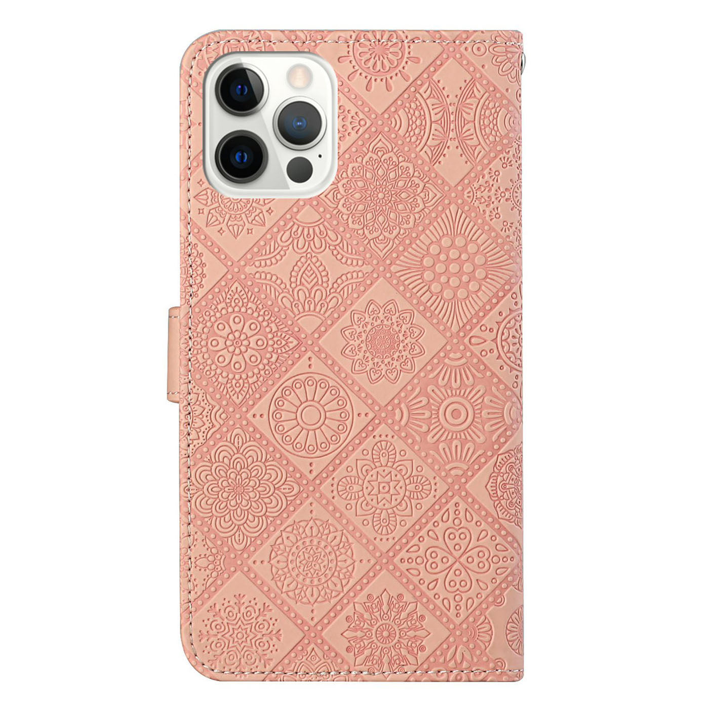 Ethnic Style Imprinted Flower Wallet Leather Case with Stand for iPhone 13 Pro 6.1 inch