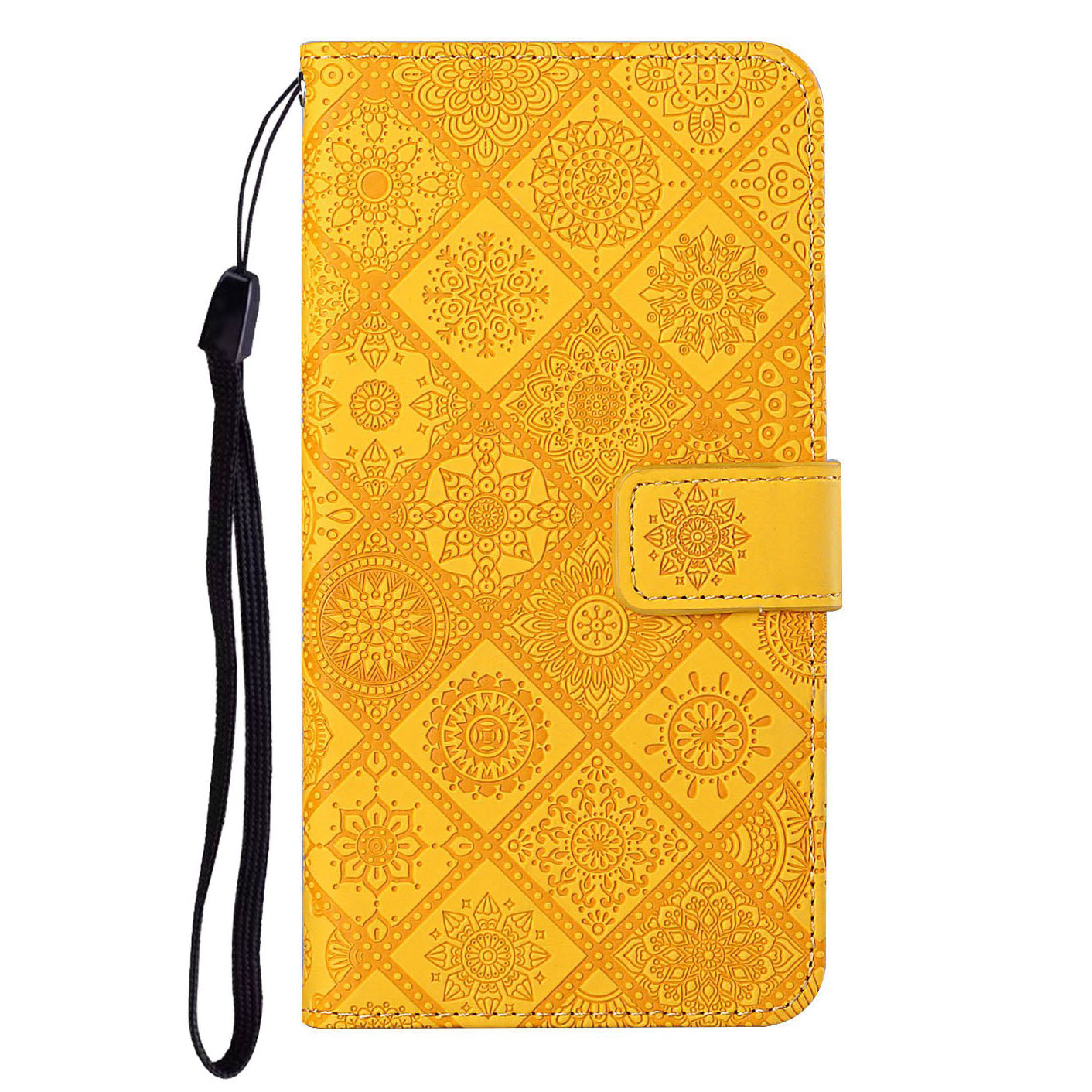 Ethnic Style Imprinted Flower Wallet Leather Case with Stand for iPhone 13 Pro 6.1 inch