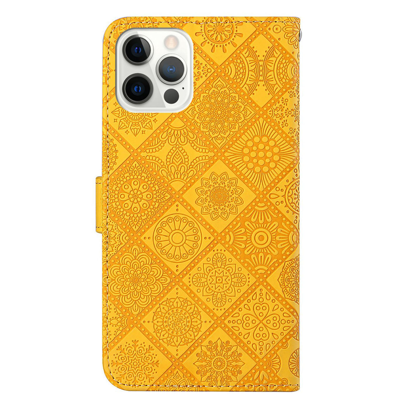 Ethnic Style Imprinted Flower Wallet Leather Case with Stand for iPhone 13 Pro 6.1 inch