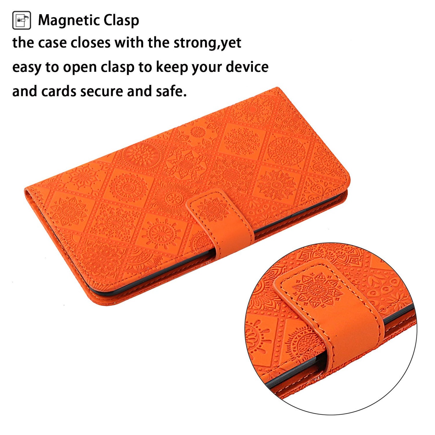 Ethnic Style Imprinted Flower Wallet Leather Case with Stand for iPhone 13 Pro 6.1 inch