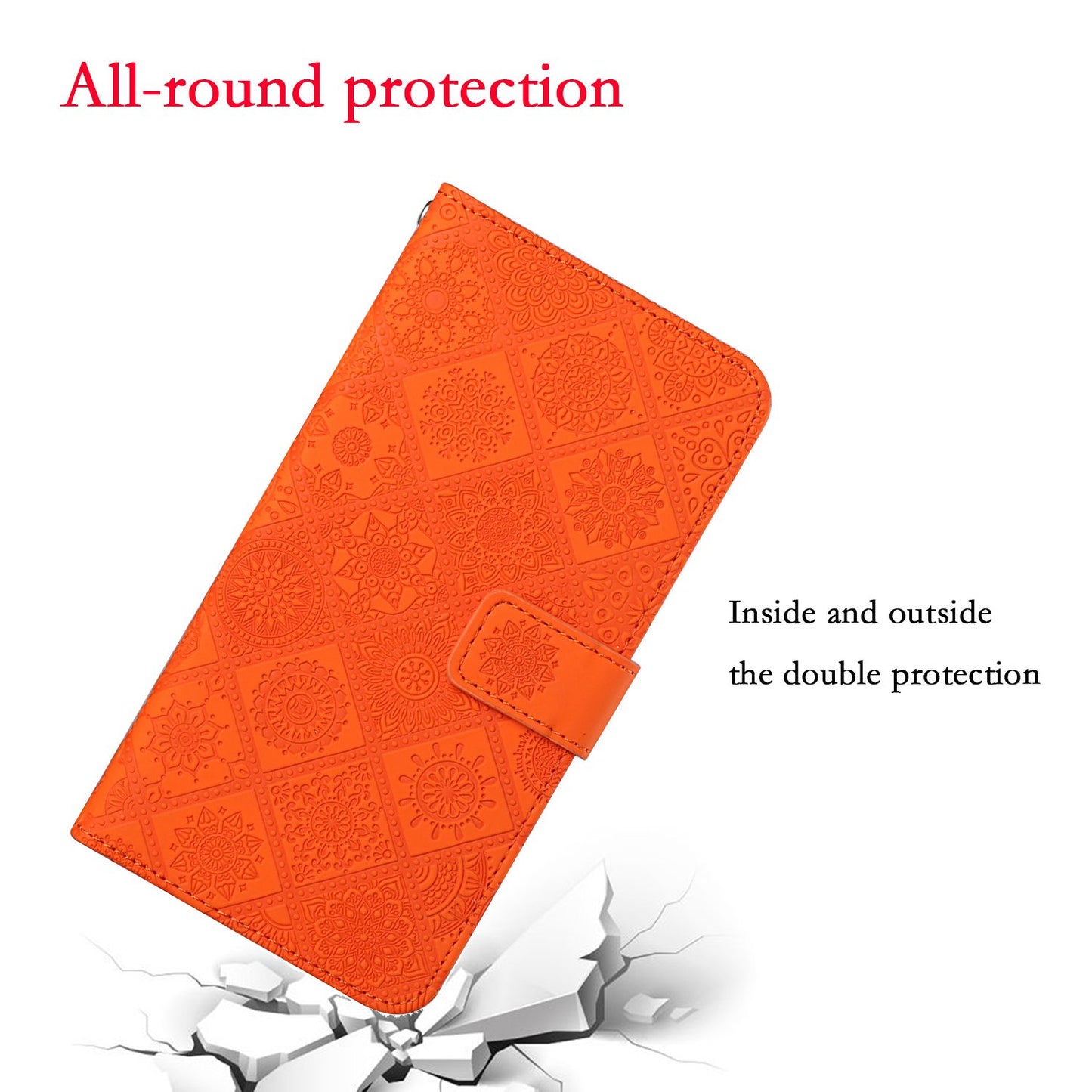 Ethnic Style Imprinted Flower Wallet Leather Case with Stand for iPhone 13 Pro 6.1 inch