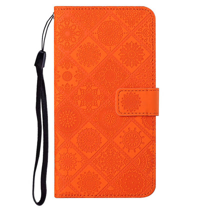 Ethnic Style Imprinted Flower Wallet Leather Case with Stand for iPhone 13 Pro 6.1 inch