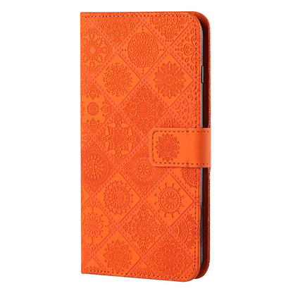 Ethnic Style Imprinted Flower Wallet Leather Case with Stand for iPhone 13 Pro 6.1 inch