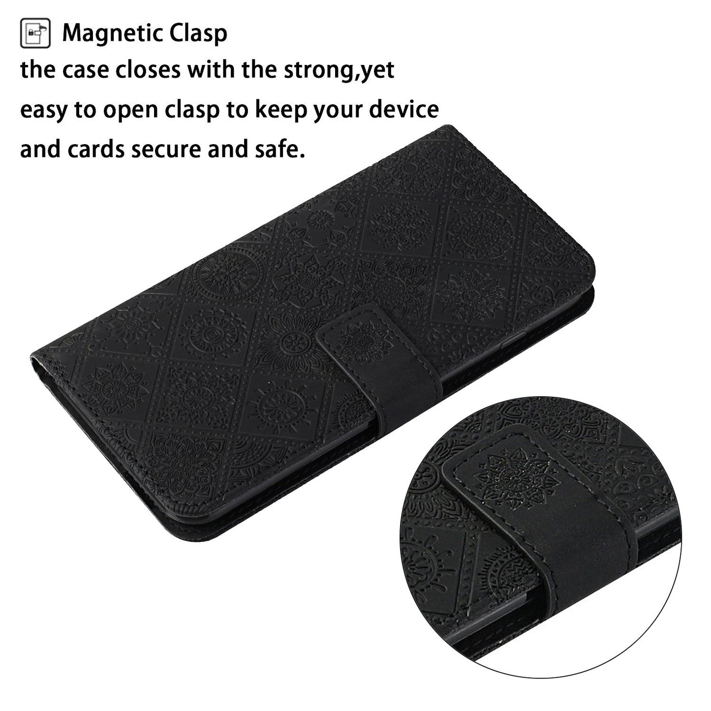Ethnic Style Imprinted Flower Wallet Leather Case with Stand for iPhone 13 Pro 6.1 inch