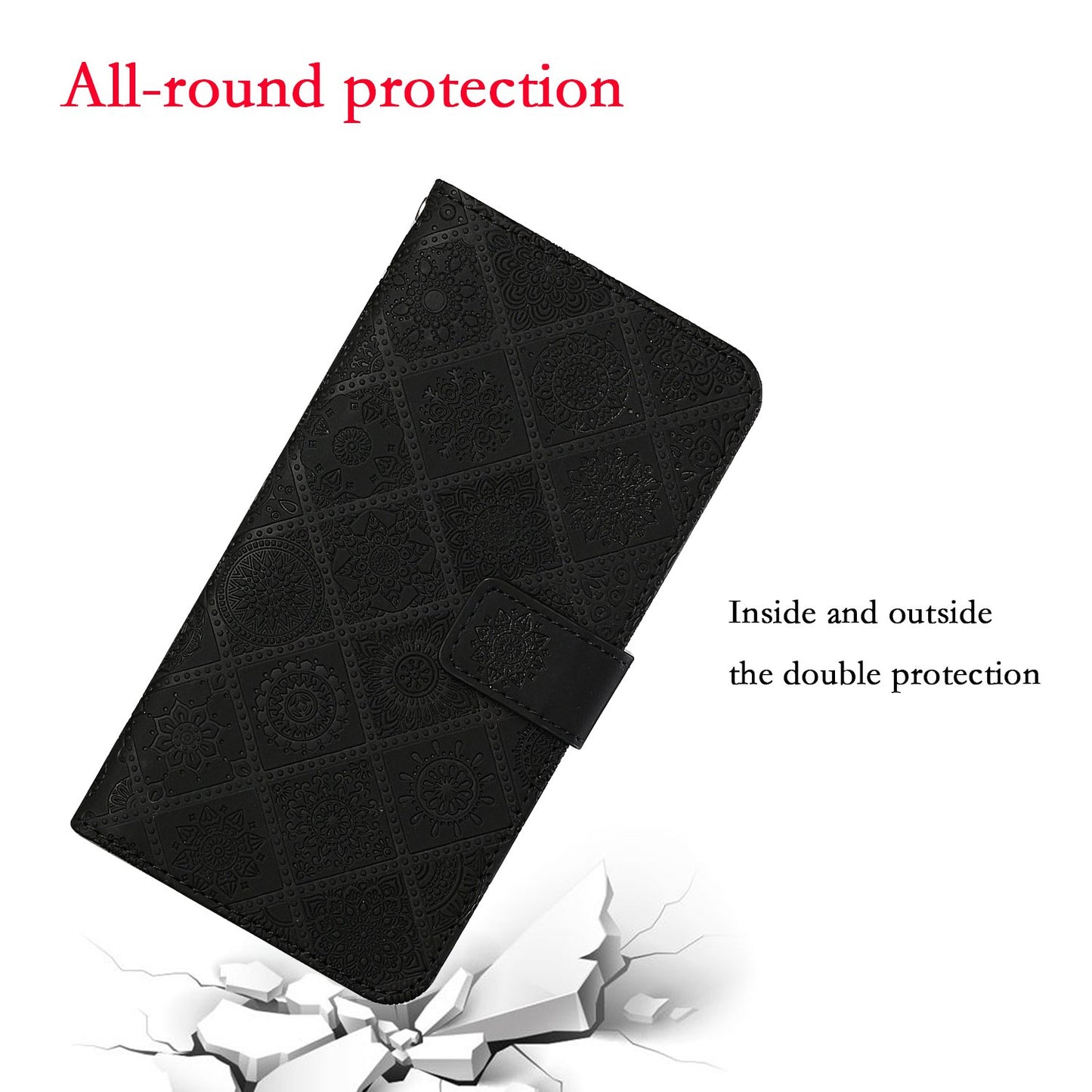 Ethnic Style Imprinted Flower Wallet Leather Case with Stand for iPhone 13 Pro 6.1 inch