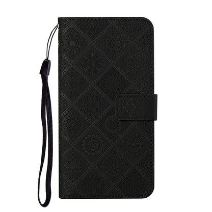 Ethnic Style Imprinted Flower Wallet Leather Case with Stand for iPhone 13 Pro 6.1 inch