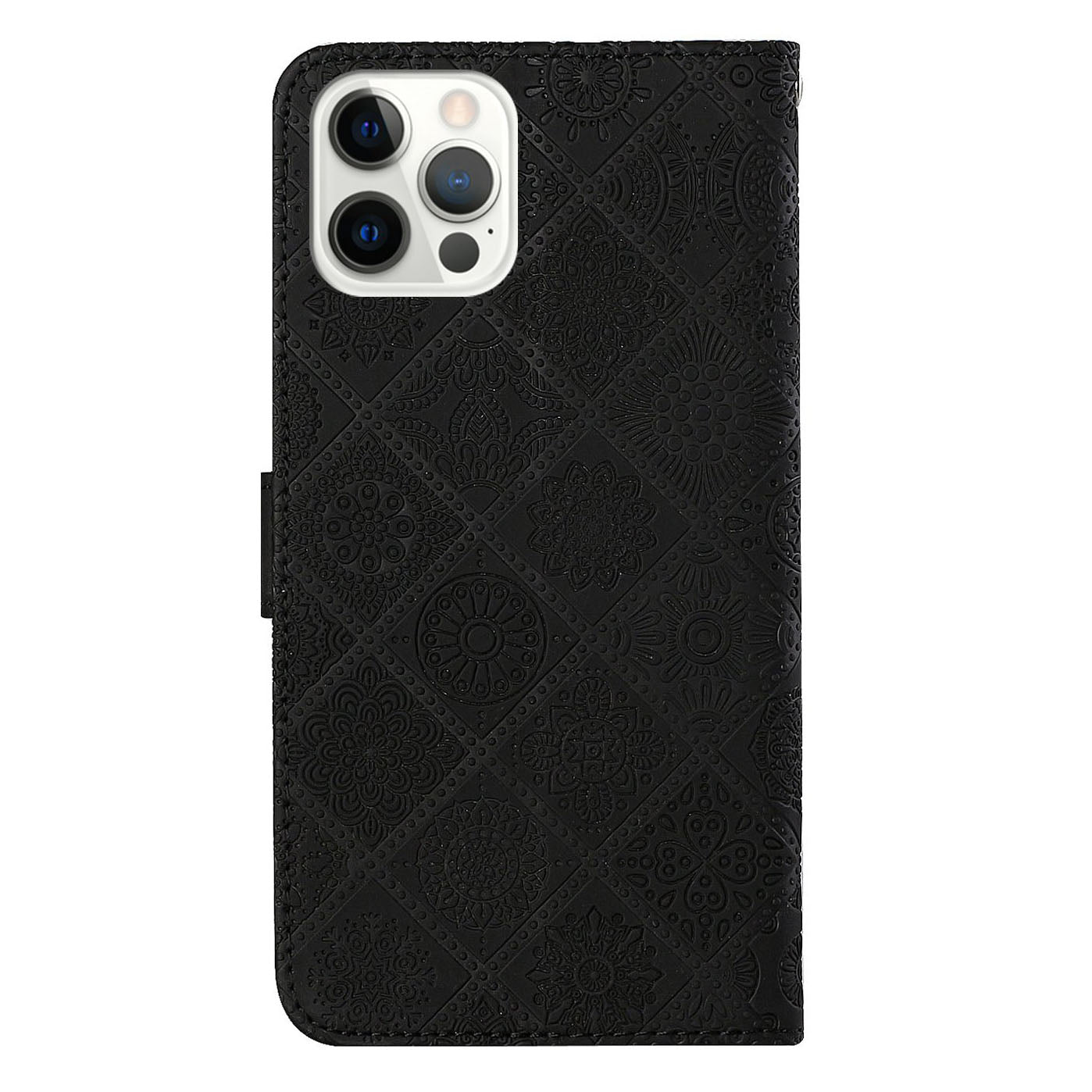 Ethnic Style Imprinted Flower Wallet Leather Case with Stand for iPhone 13 Pro 6.1 inch