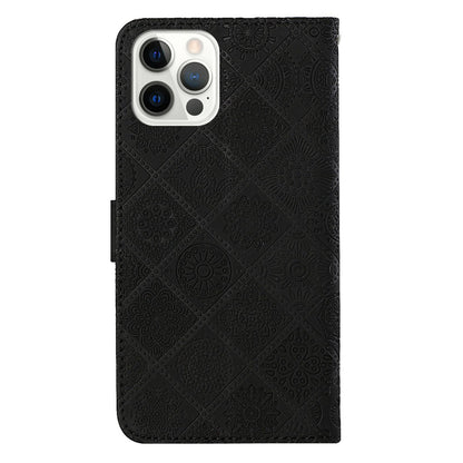 Ethnic Style Imprinted Flower Wallet Leather Case with Stand for iPhone 13 Pro 6.1 inch