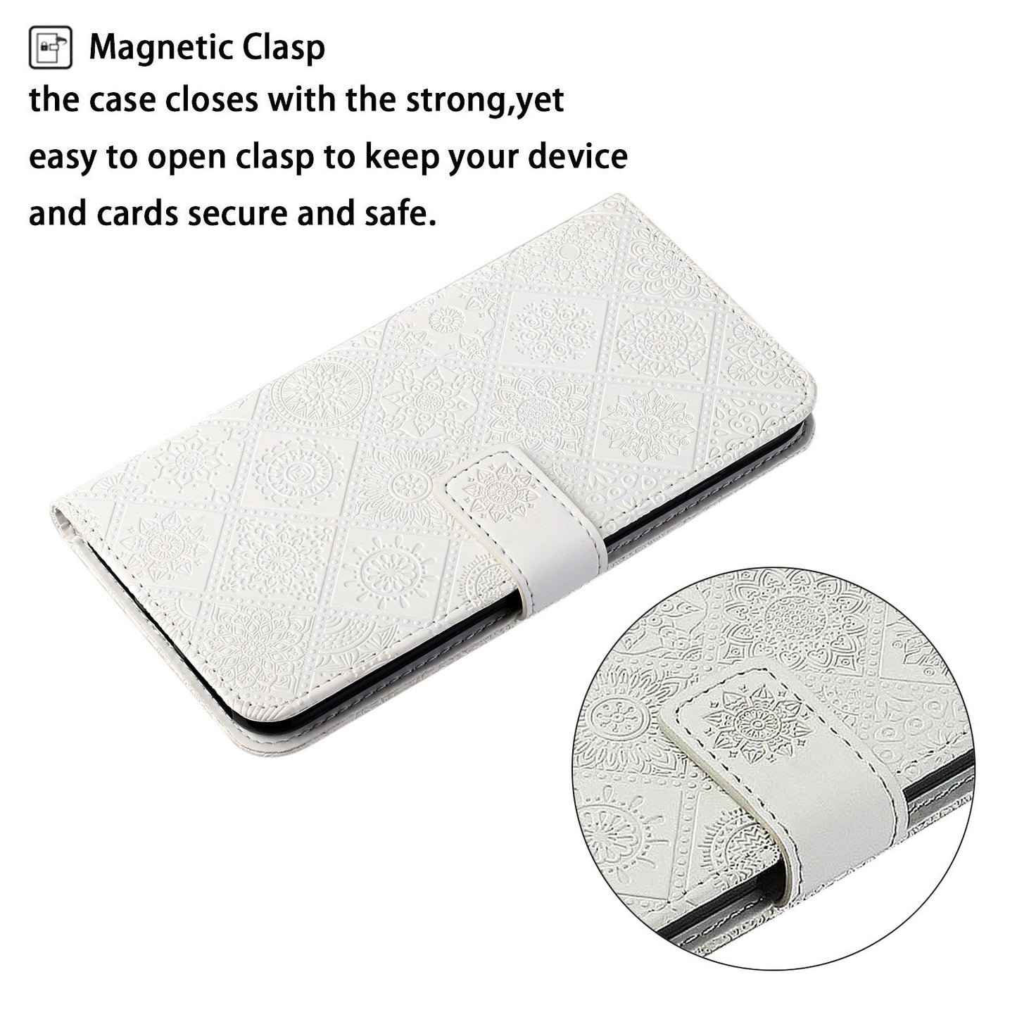 Ethnic Style Imprinted Flower Wallet Leather Case with Stand for iPhone 13 Pro 6.1 inch