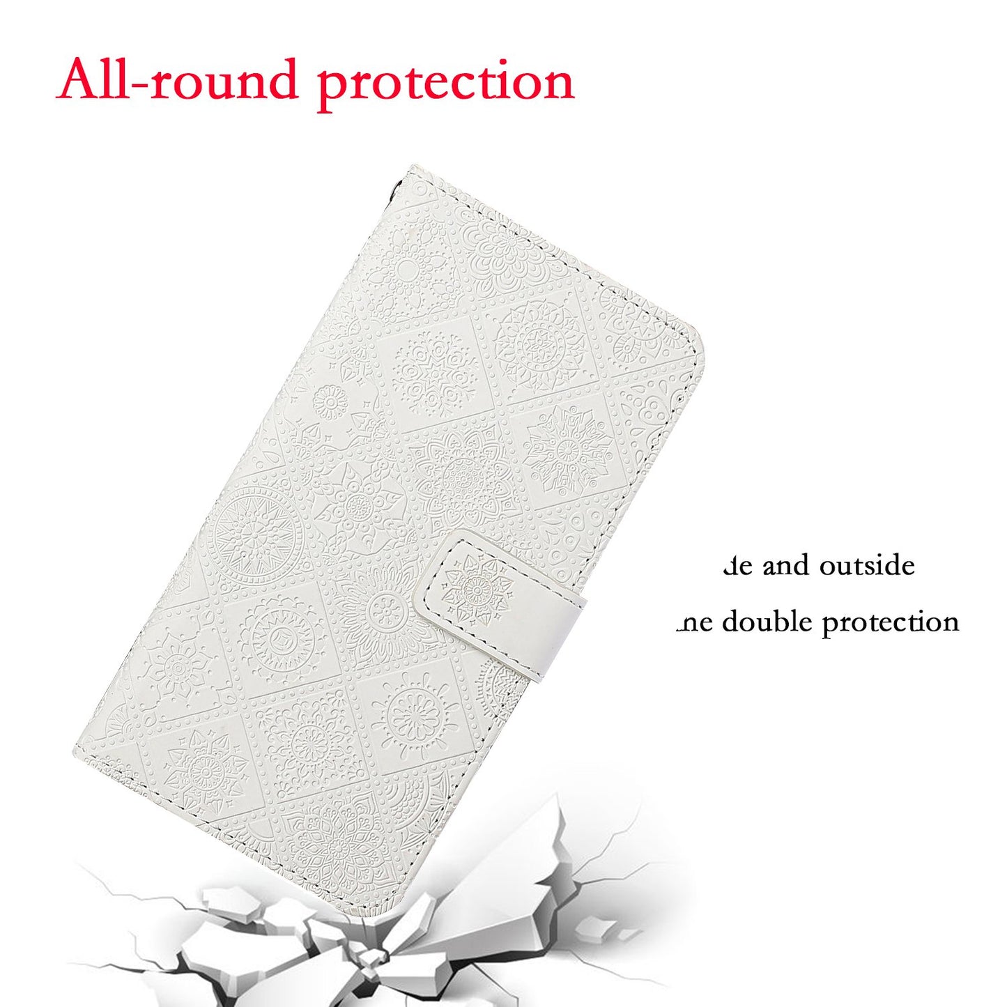 Ethnic Style Imprinted Flower Wallet Leather Case with Stand for iPhone 13 Pro 6.1 inch