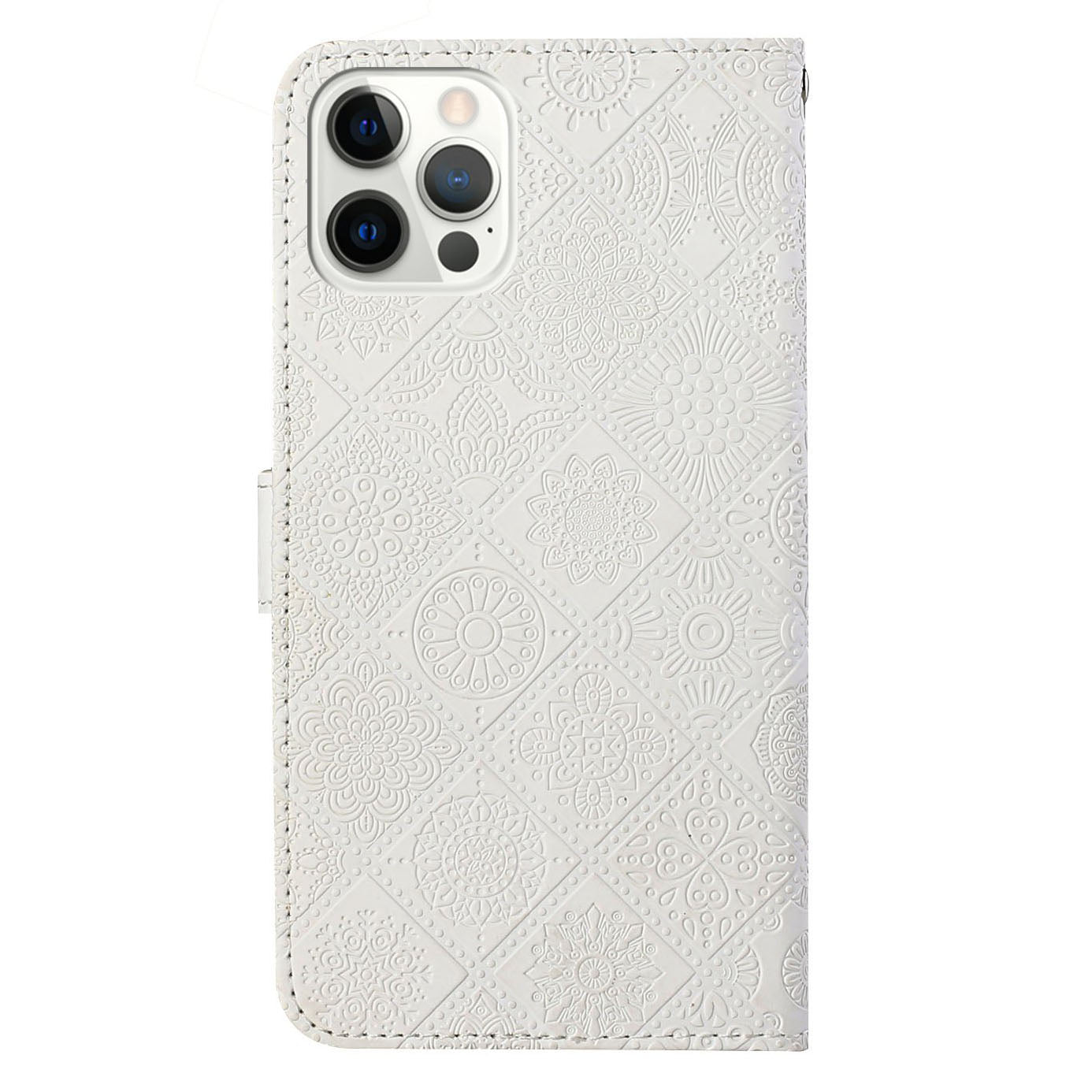Ethnic Style Imprinted Flower Wallet Leather Case with Stand for iPhone 13 Pro 6.1 inch