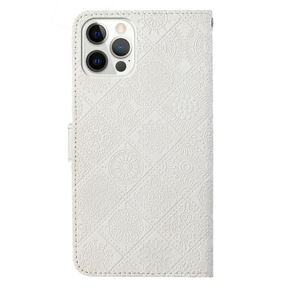 Ethnic Style Imprinted Flower Wallet Leather Case with Stand for iPhone 13 Pro 6.1 inch