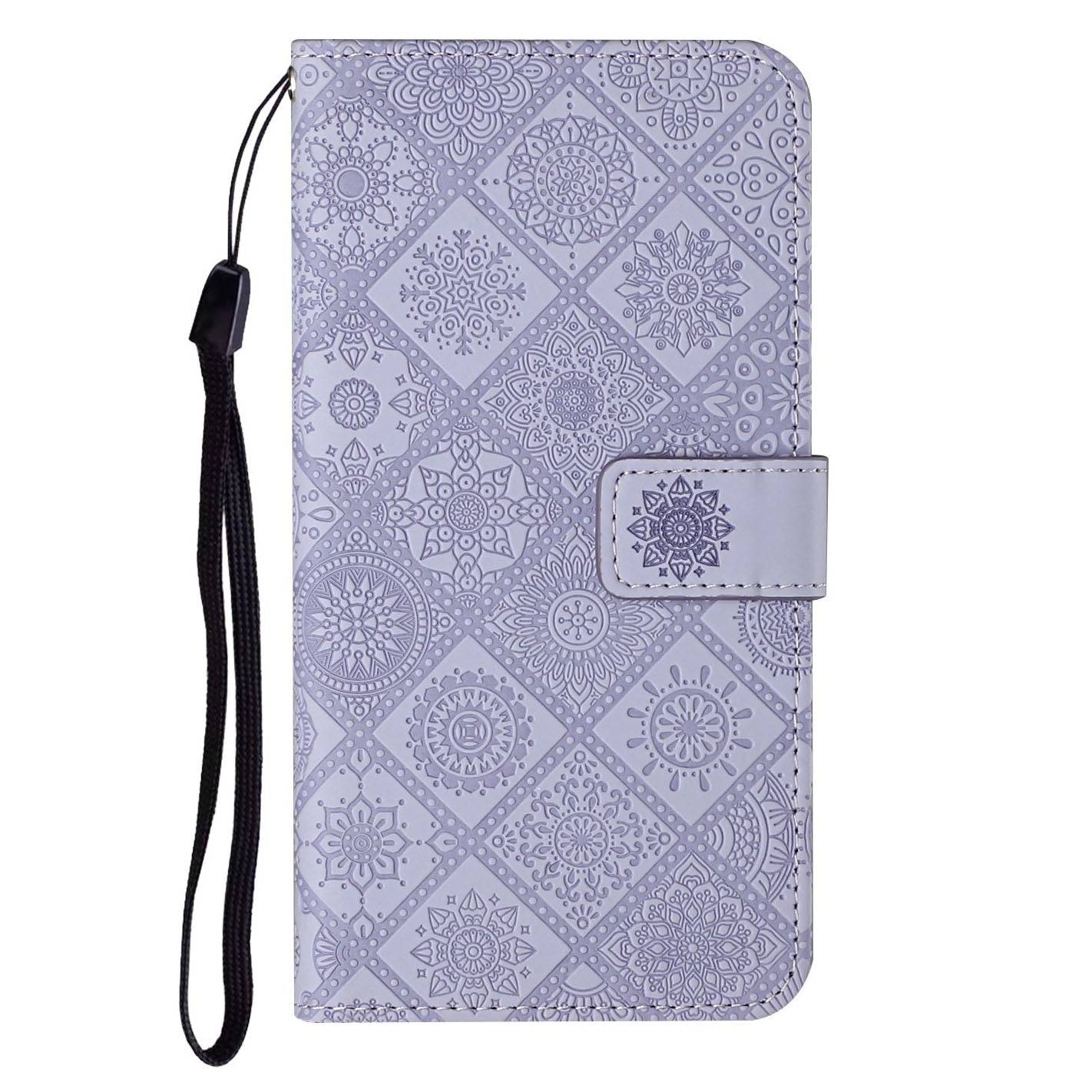 Ethnic Style Imprinted Flower Wallet Leather Case with Stand for iPhone 13 Pro 6.1 inch