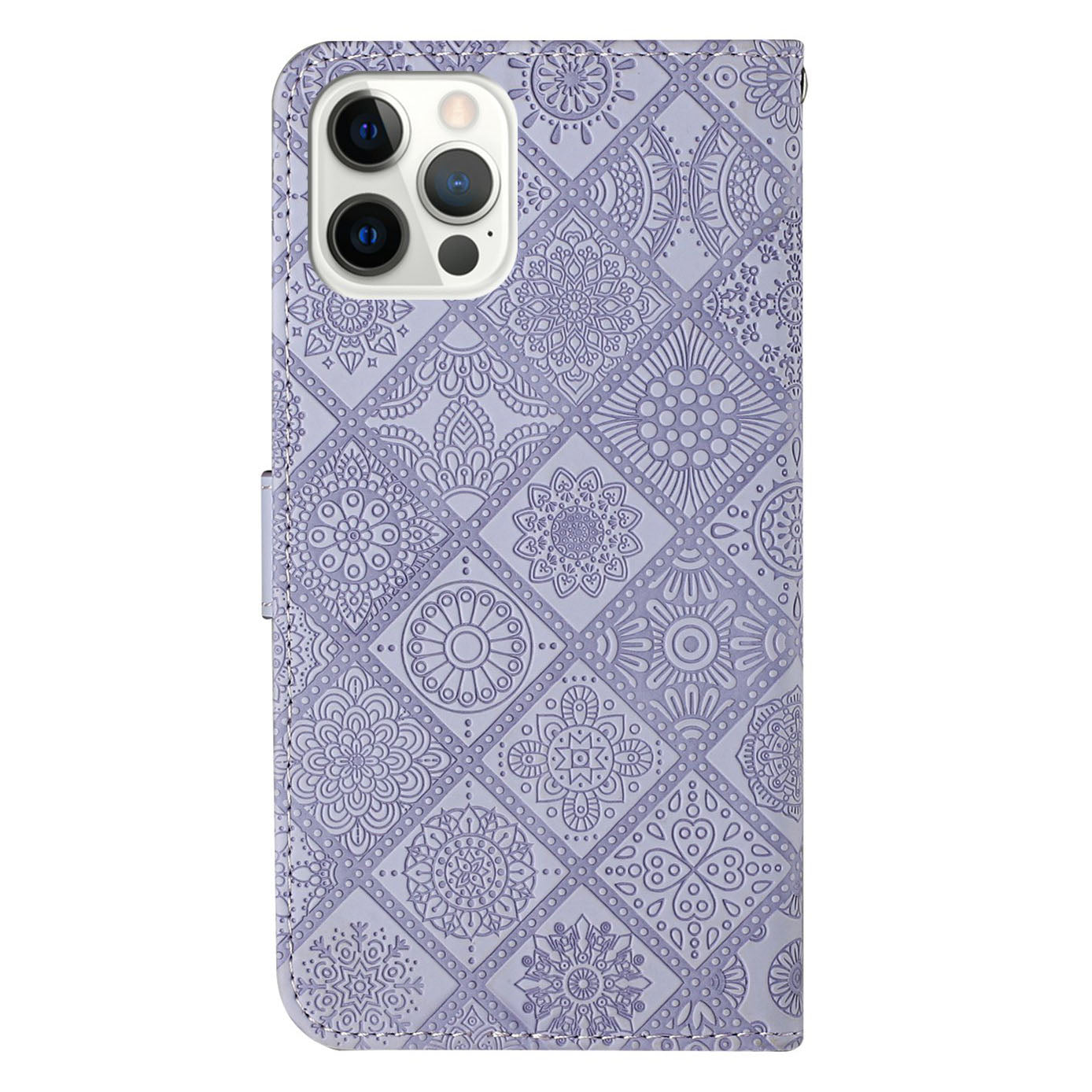 Ethnic Style Imprinted Flower Wallet Leather Case with Stand for iPhone 13 Pro 6.1 inch