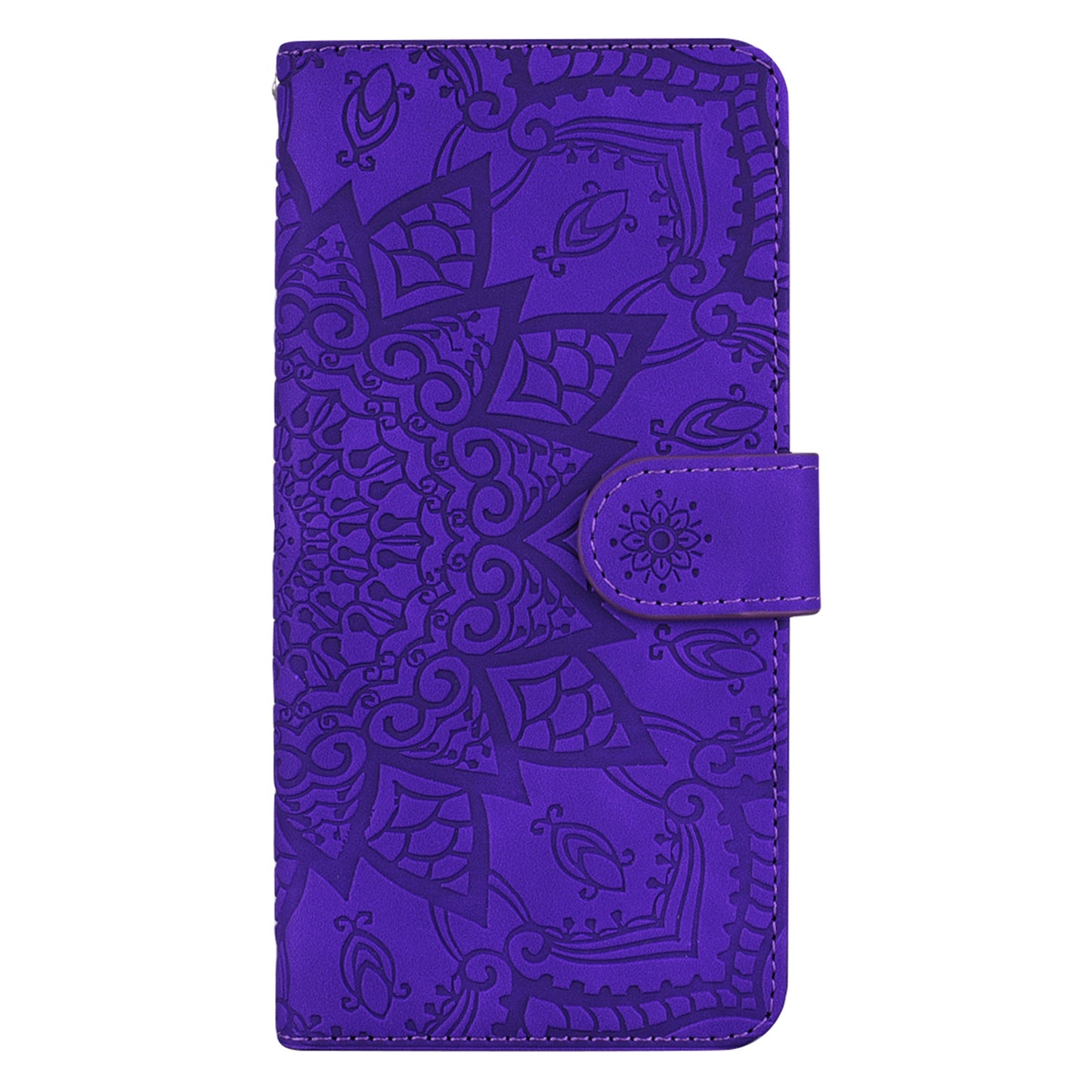 Imprint Flower All-round Protection Phone Shell Wallet Stand Design Leather Case for iPhone 13 Pro 6.1 inch