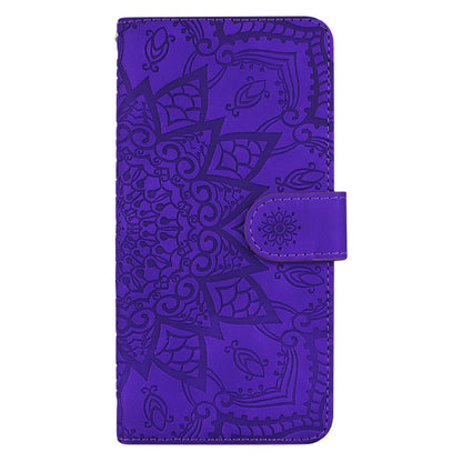 Imprint Flower All-round Protection Phone Shell Wallet Stand Design Leather Case for iPhone 13 Pro 6.1 inch