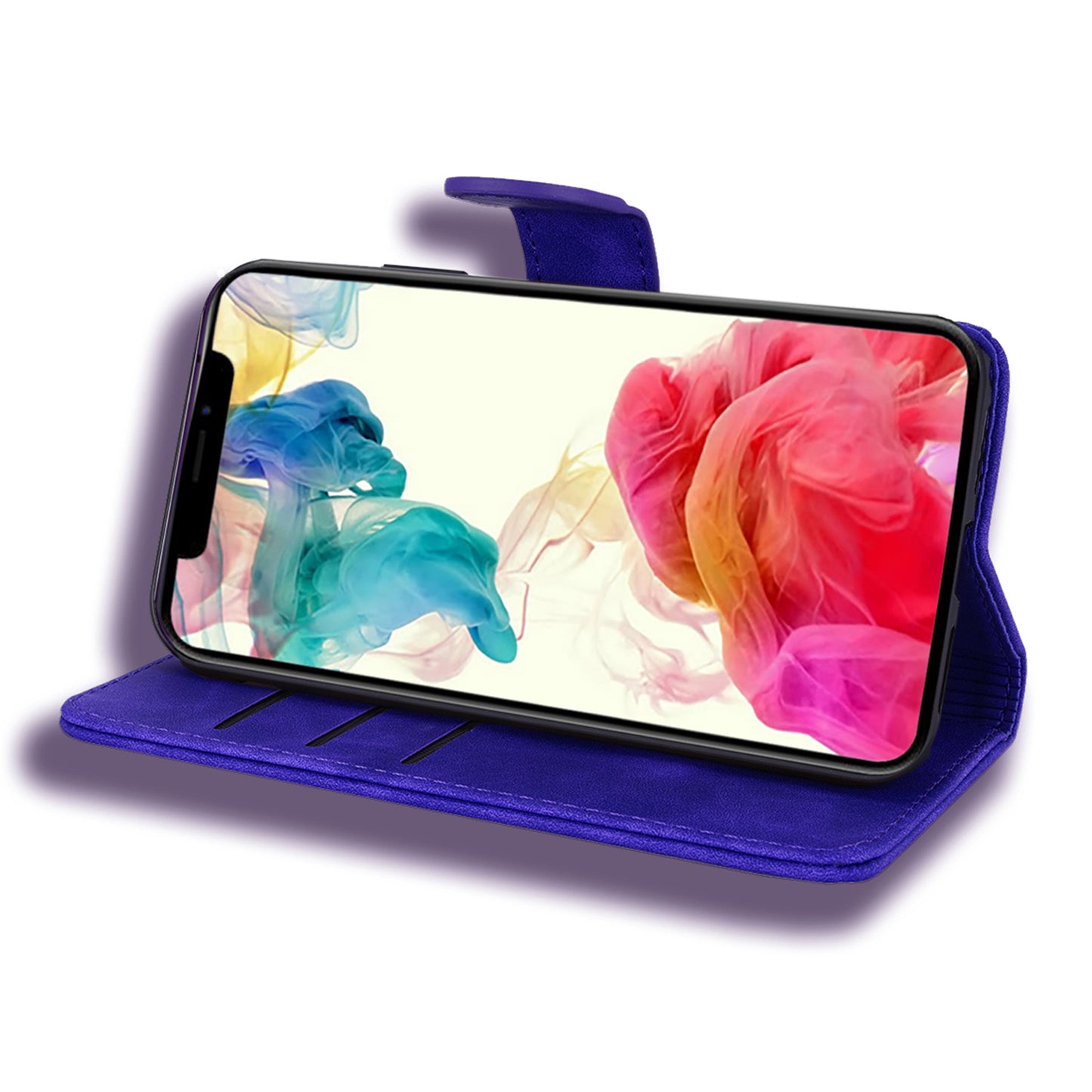 Imprint Flower All-round Protection Phone Shell Wallet Stand Design Leather Case for iPhone 13 Pro 6.1 inch