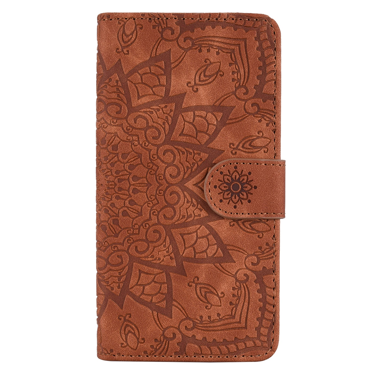 Imprint Flower All-round Protection Phone Shell Wallet Stand Design Leather Case for iPhone 13 Pro 6.1 inch