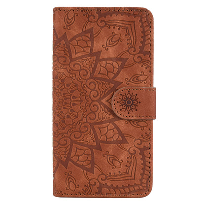 Imprint Flower All-round Protection Phone Shell Wallet Stand Design Leather Case for iPhone 13 Pro 6.1 inch