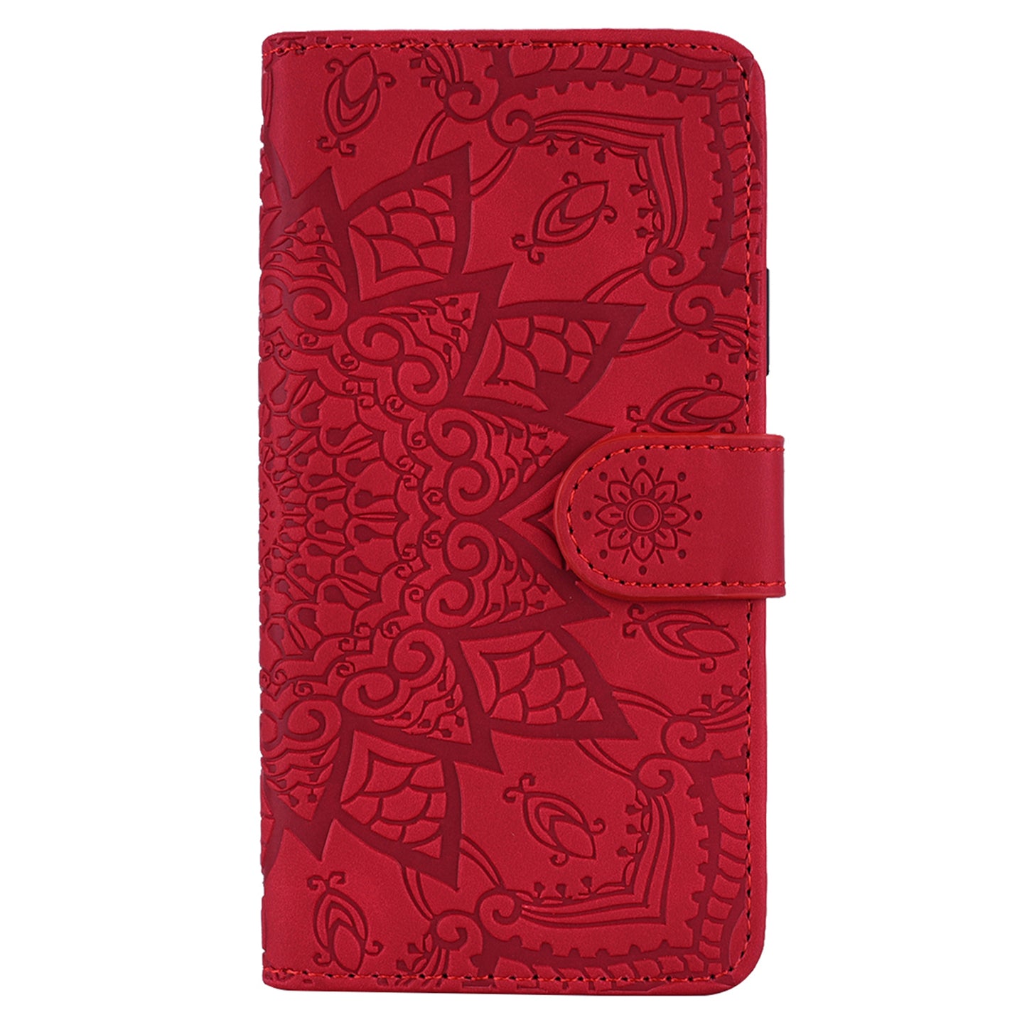 Imprint Flower All-round Protection Phone Shell Wallet Stand Design Leather Case for iPhone 13 Pro 6.1 inch