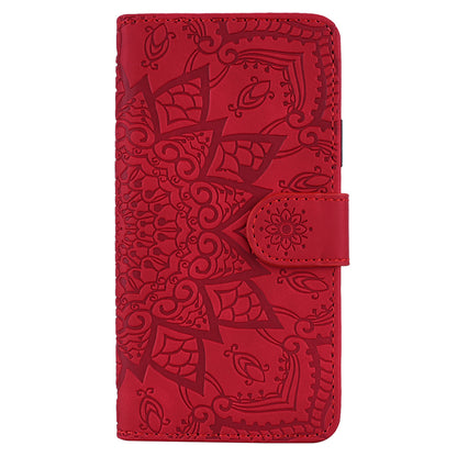 Imprint Flower All-round Protection Phone Shell Wallet Stand Design Leather Case for iPhone 13 Pro 6.1 inch