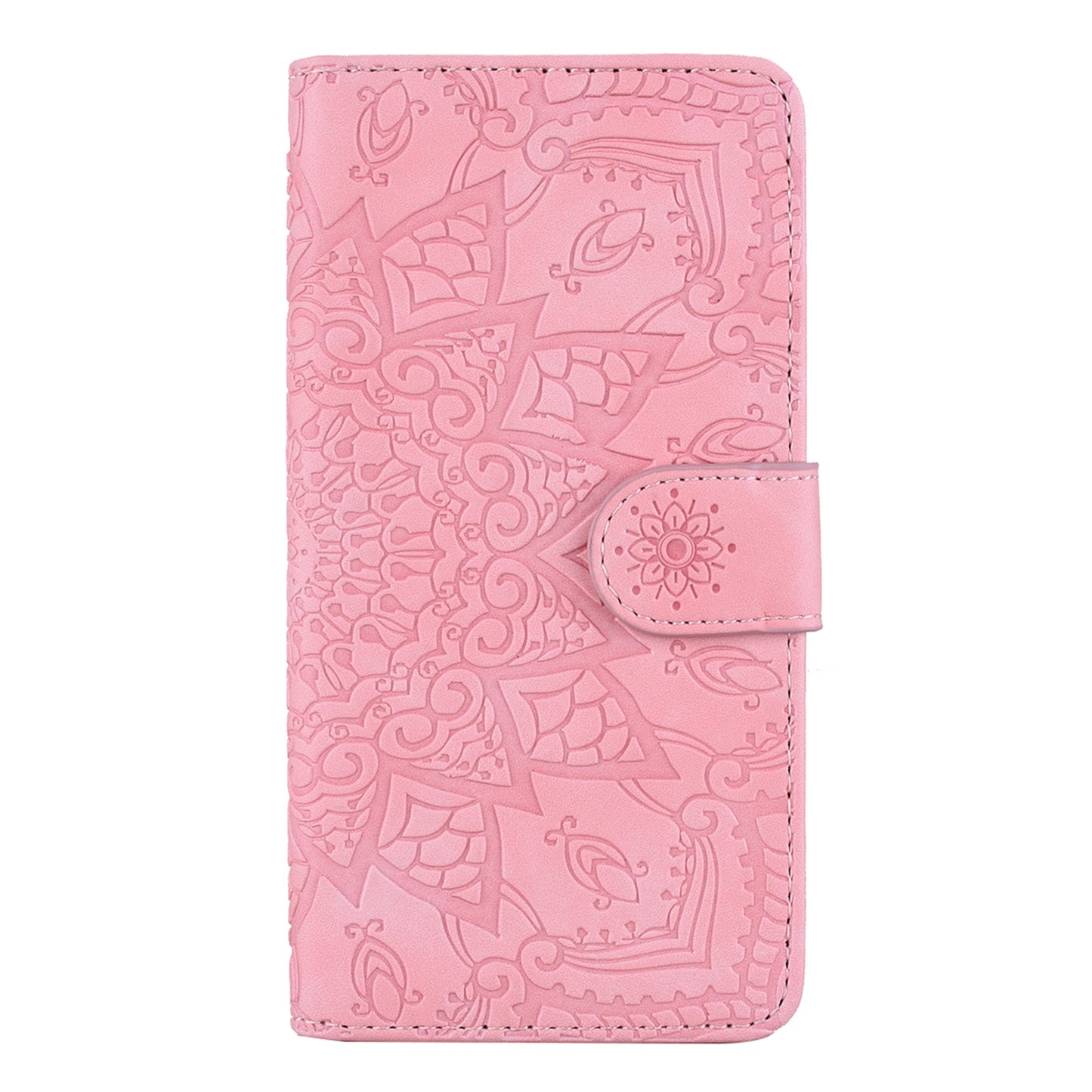 Imprint Flower All-round Protection Phone Shell Wallet Stand Design Leather Case for iPhone 13 Pro 6.1 inch