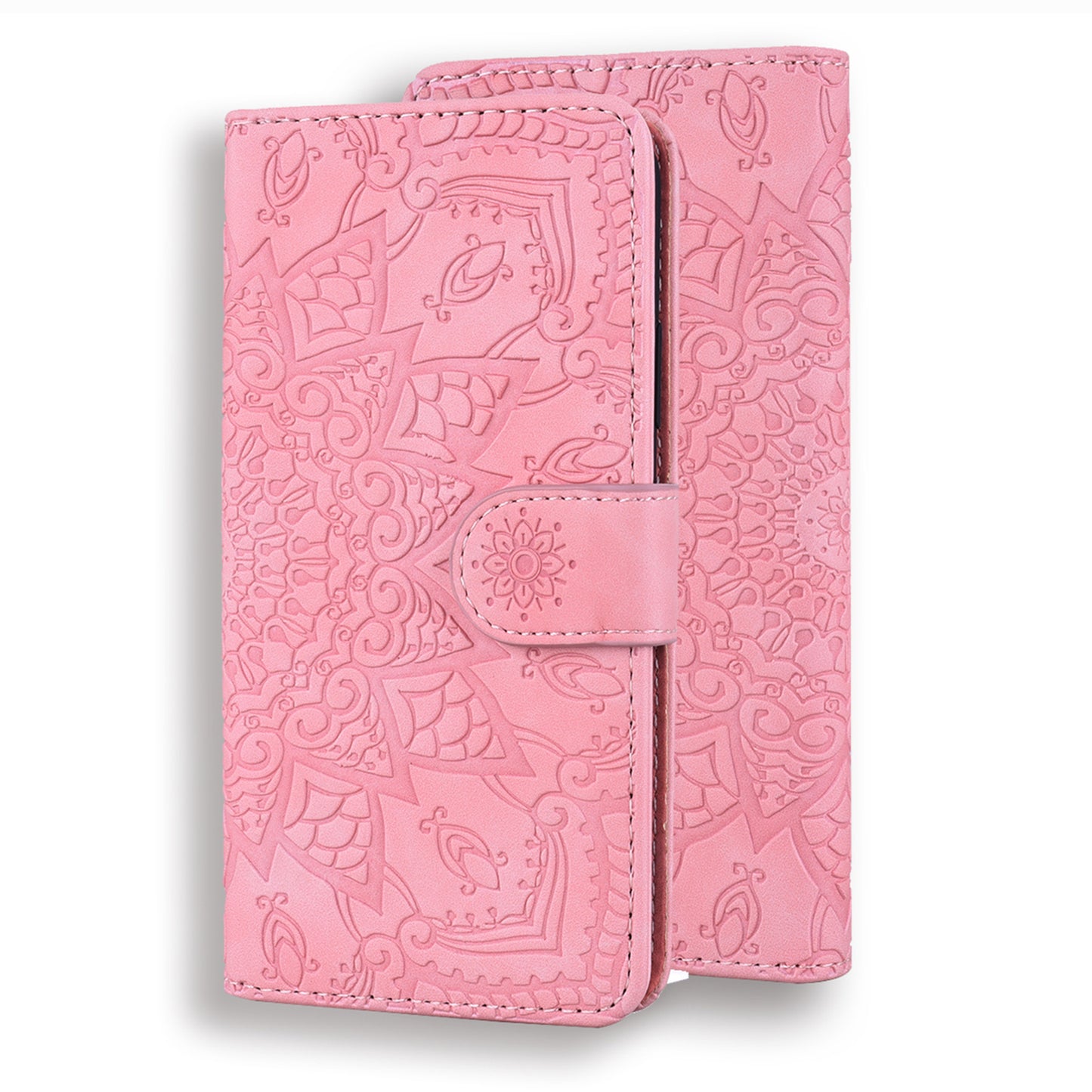 Imprint Flower All-round Protection Phone Shell Wallet Stand Design Leather Case for iPhone 13 Pro 6.1 inch