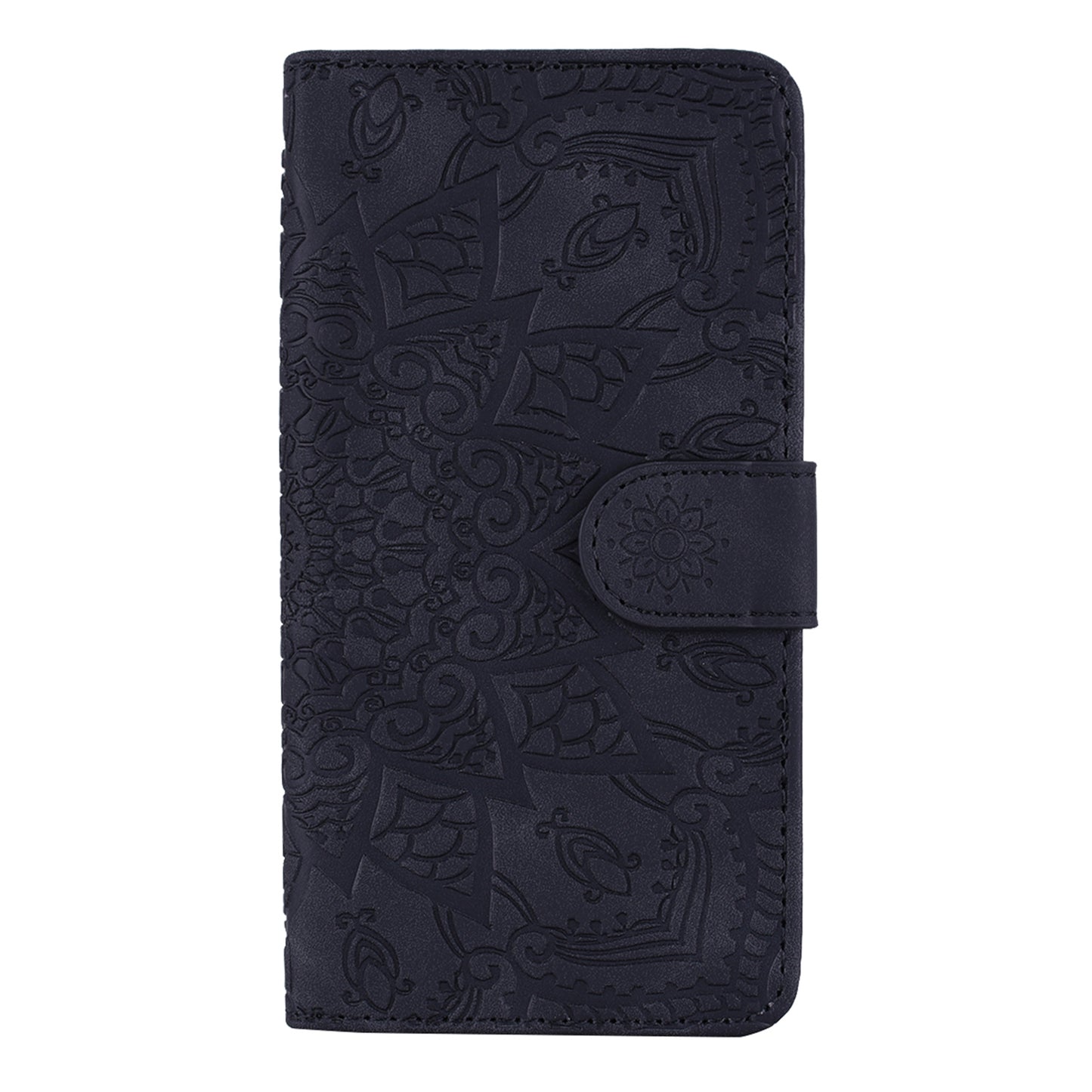 Imprint Flower All-round Protection Phone Shell Wallet Stand Design Leather Case for iPhone 13 Pro 6.1 inch