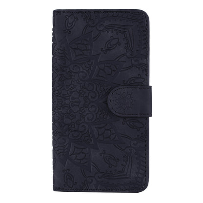 Imprint Flower All-round Protection Phone Shell Wallet Stand Design Leather Case for iPhone 13 Pro 6.1 inch