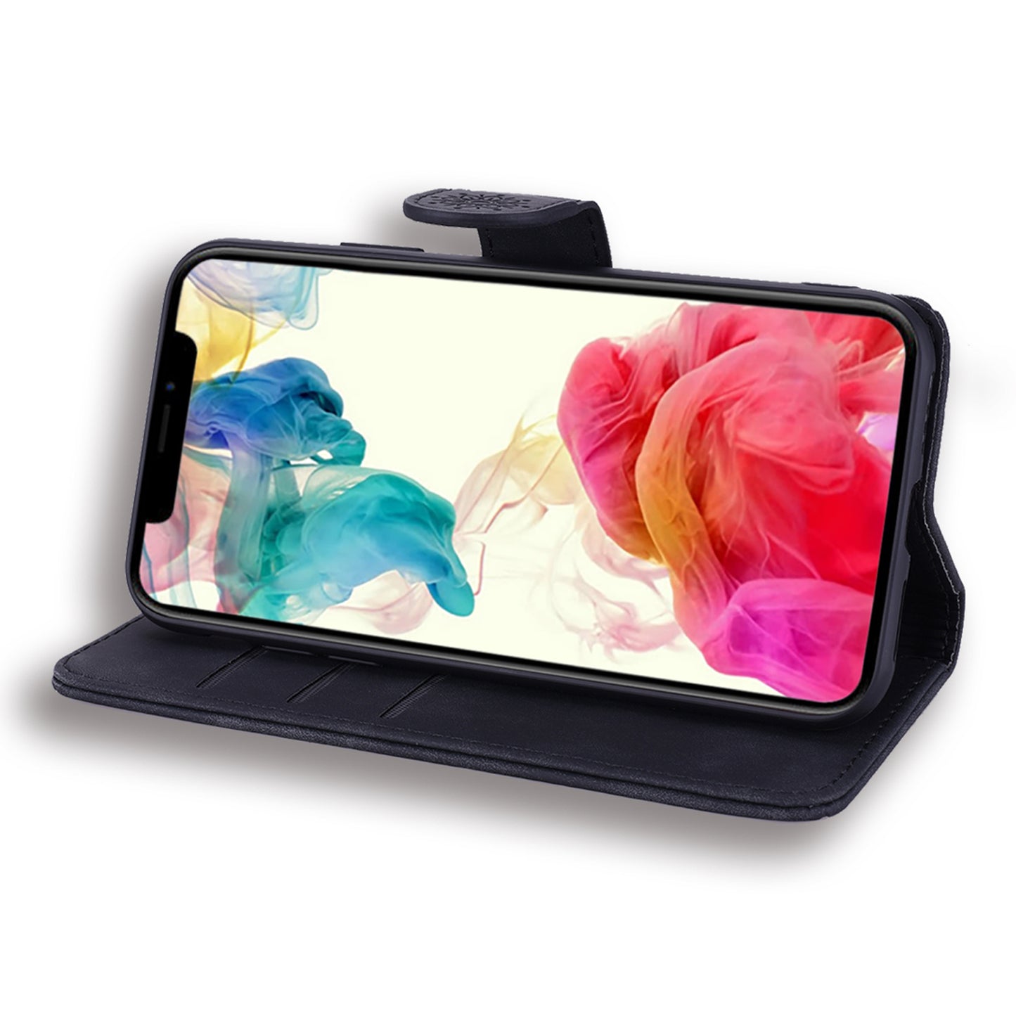 Imprint Flower All-round Protection Phone Shell Wallet Stand Design Leather Case for iPhone 13 Pro 6.1 inch