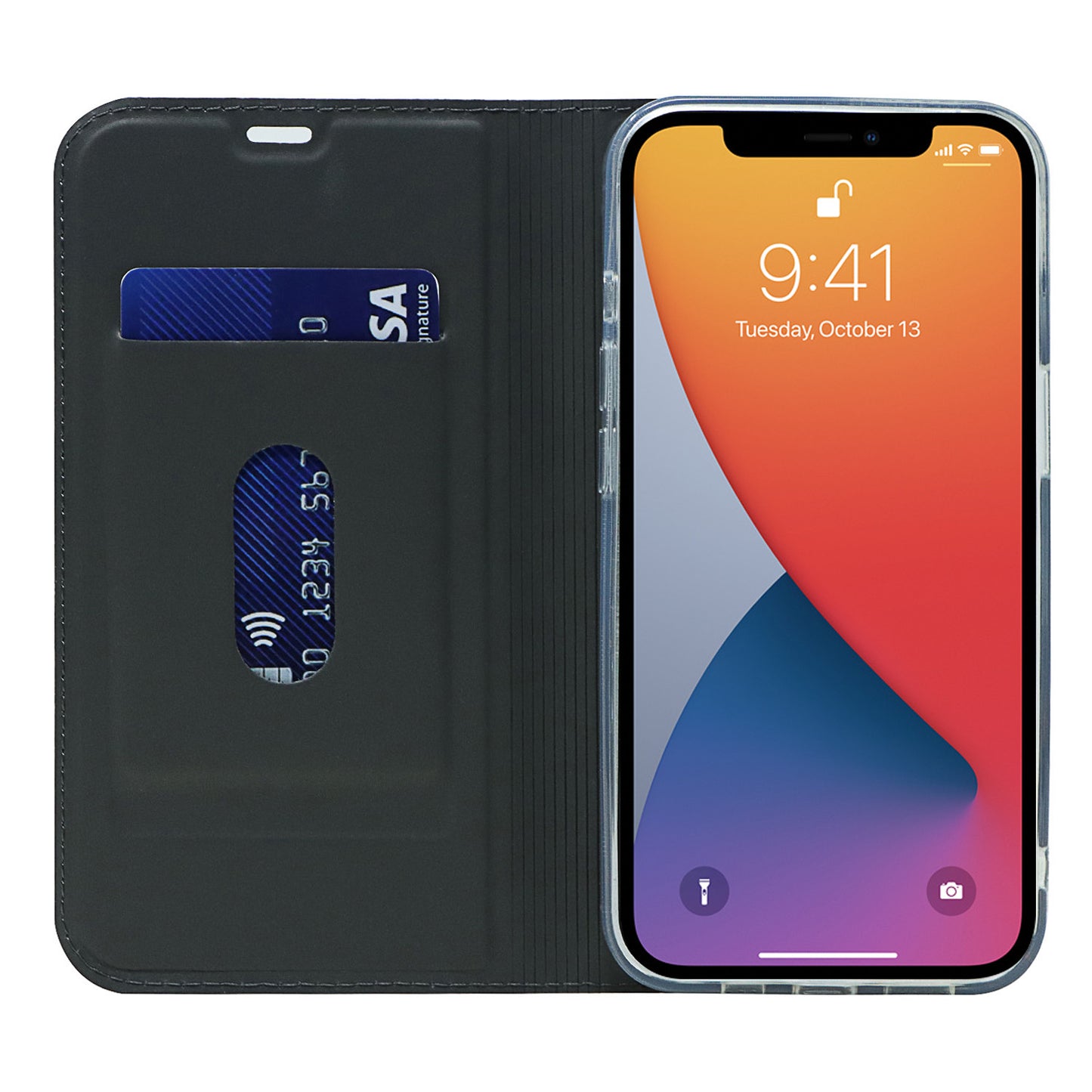 All-around Protection Auto-absorbed Fashion Solid Color Card Slot Shockproof Leather Phone Cover Case with Stand for iPhone 13 Pro 6.1 inch