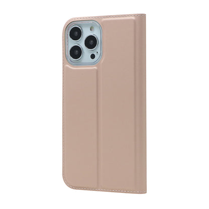 All-around Protection Auto-absorbed Fashion Solid Color Card Slot Shockproof Leather Phone Cover Case with Stand for iPhone 13 Pro 6.1 inch