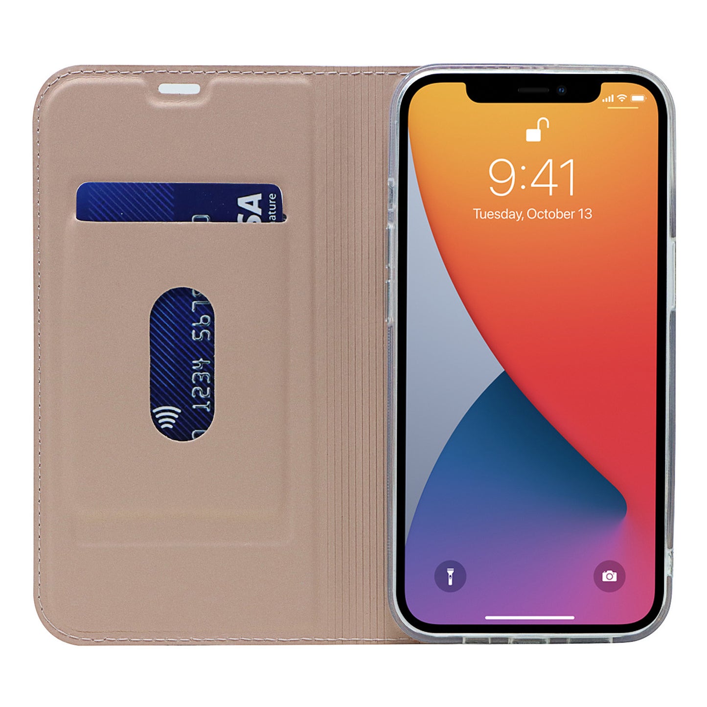 All-around Protection Auto-absorbed Fashion Solid Color Card Slot Shockproof Leather Phone Cover Case with Stand for iPhone 13 Pro 6.1 inch